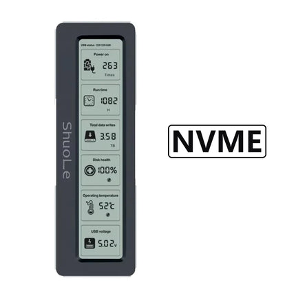 M.2 NVME/NGFF Dual Protocol SSD Enclosure Visual Smart SSD Case Health Detection USB 3.2 Gen 2 10Gbps Aluminum Alloy PCI-E Shell