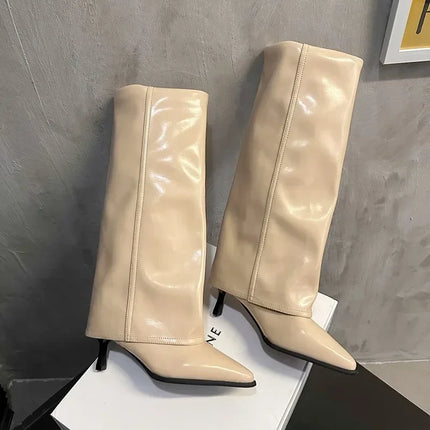 New Western Cowboy Boots Women Fashion Slip-On Long Pipe Boots Female Sexy Thin High Heel Trend Knee High Botas 2025