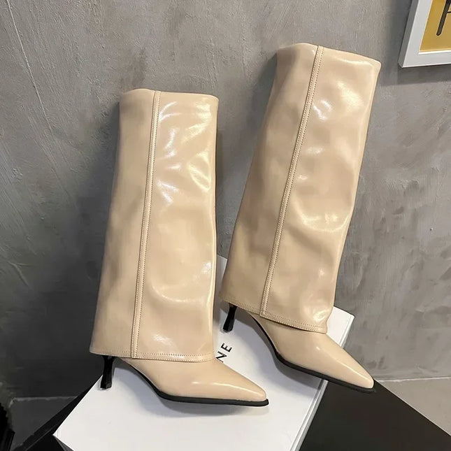 New Western Cowboy Boots Women Fashion Slip-On Long Pipe Boots Female Sexy Thin High Heel Trend Knee High Botas 2025