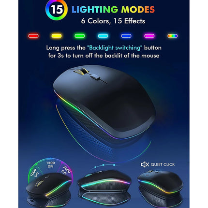JOMAA 2.4G Wireless Keyboard Mouse Combo RGB Backlit Rechargeable Full-Size Ergonomic Type-c Wireless Keyboard - product imag