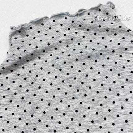 REDDACHiC Grunge Polka Dots Women's T-shirt Vintage Fall Thin Mock Neck Frill Trim Long Sleeves Tee Top Y2k Alternative Clothing