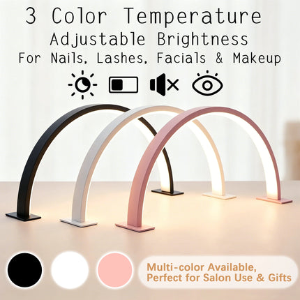 Half Moon Nail Lamp 3 Color Temperature Dimmable LED Arc Desk Light No Glare Eye-Care Beauty Lamp For Nail Art Eyelash Extension