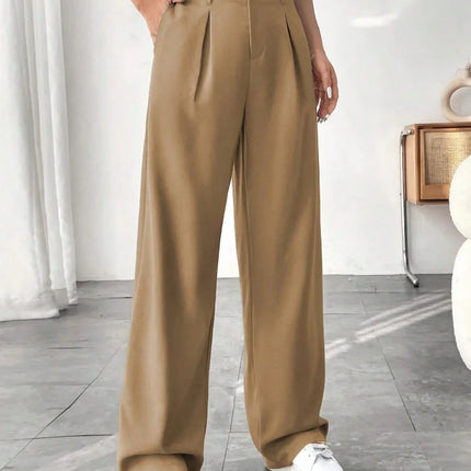 Draped High Waisted Wide Leg Pants Office Casual Suit Trousers Versatile Spring Autumn