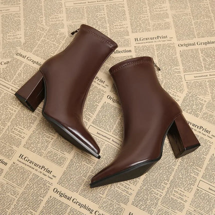 Women Elegant Outdoor Fashion Pointed Toe Boots New Retro Comfortable Ankle Boots High Heels Dress Shoes Women Zapatos De Mujer