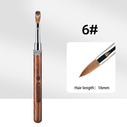 100% Pure Kolinsky Acrylic Brush UV Gel Carving Nail Brush Sandalwool Handle Zircon Butterfly Manicuring Nail Tool Size 2#-20#