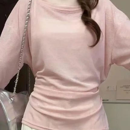 See Through Long sleeve Oversize T shirt Women Sexy Back Bandage Off shoulder Top Female Basic Long Tees Korean Chic Lady New