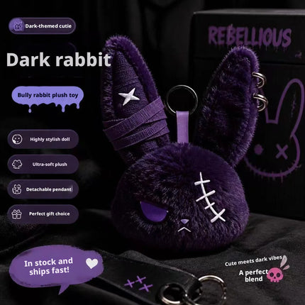 Halloween Gothic Bunny Plush Keychain RabbitBag Charm with Bandage Desian Kawaii Key Ring Pendant Car Bag Ornament Gift