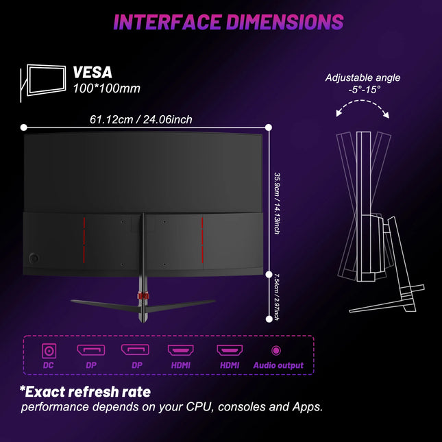 LXZ 27 inch Curved Gaming Monitor, 180Hz Monitor FHD 1080P, built-in speaker, Frameless 1800R Computer - product image 2