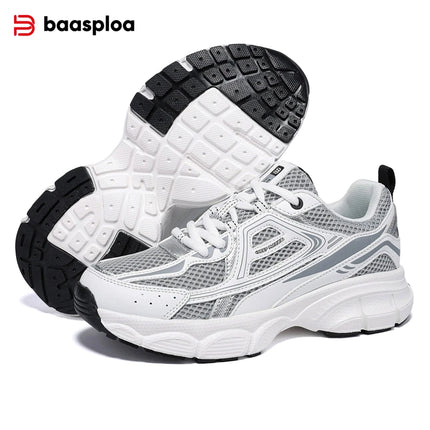 Baasploa Women Running Shoes Lightweight Breathable Sport Shoes Female Comfort White Casual Sneakers Height Increase Cushioning
