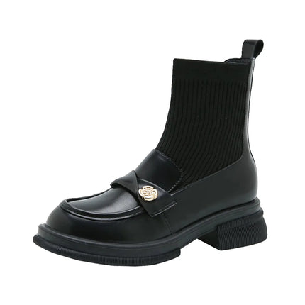 Fashion boots for women in the autumn of 2025versatile and slimming with thick heels and elastic socks