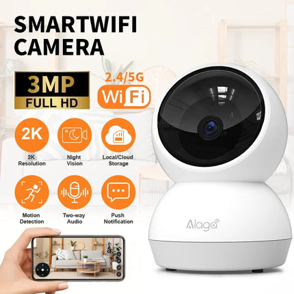 360° Smart Home Security Camera PTZ 2K 5G WiFi AI Detection Night Vision Automatic Tracking Security Surveillance Baby Monitor