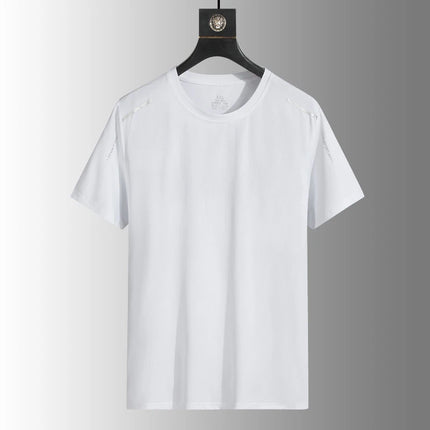 Summer Men's Silk Ice Round Collar T-shirt, Simple Running Fitness Suit, Breathable Thin T-shirt, Quick Dry T-shirt, Summer Tees
