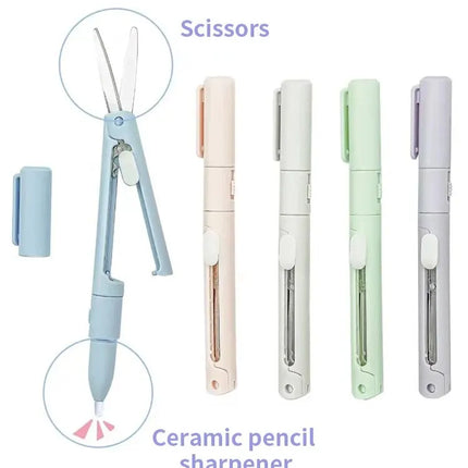 1pc Mini Portable Scissors Paper Cutter Knife 2 In 1 Multifunctional Pocket Pen Shape Scrapbooking Carving Cutting - product