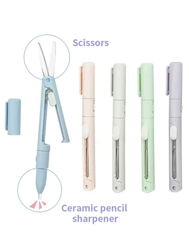 1pc Mini Portable Scissors Paper Cutter Knife 2 In 1 Multifunctional Pocket Pen Shape Scrapbooking Carving Cutting - product