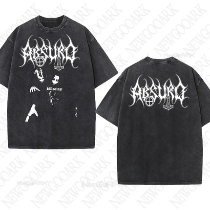 Black Metal Absurd Washed T Shirt Band Gothic Gift Mens Clothing Graphic Vintage Hip Hop T-shirt Streetwear Tees Short Sleeve