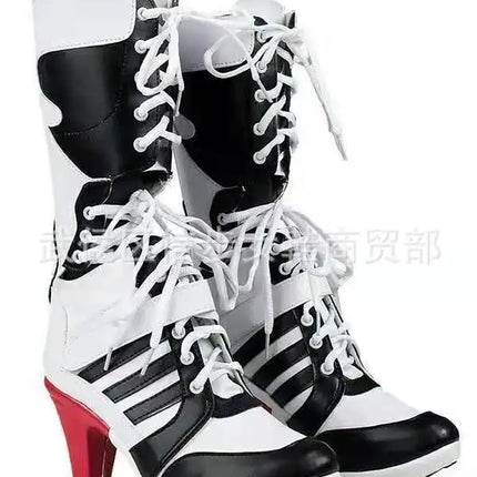 Personalized Designer Women Boot Autumn Novelty Hollow Out Single Boot Lace Up Black White Knee Boots Large45 Medium Single Boot