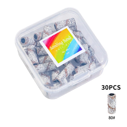 50Pc 3.1mm Mini Nail Sanding Bands 120# 80# 240# Cuticle Polishing Sand Ring Stainless Steel Nail Drill Bit Gel Remove Tools Set