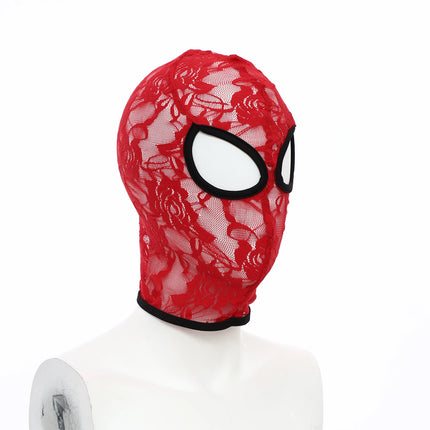 Black Hood Face Covering Lace Mask Women Men Cosplay Halloween Cosplay Identity Concealment Prop Facial Cover-up Masquerade Mask