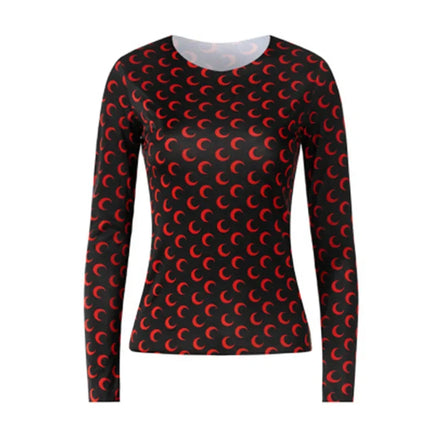 New Printed Mesh Women Base Shirt Spring Autumn Fashion Casual Long Sleeved Sun Protection Ice Silk Inner Layer Women's T-Shirt