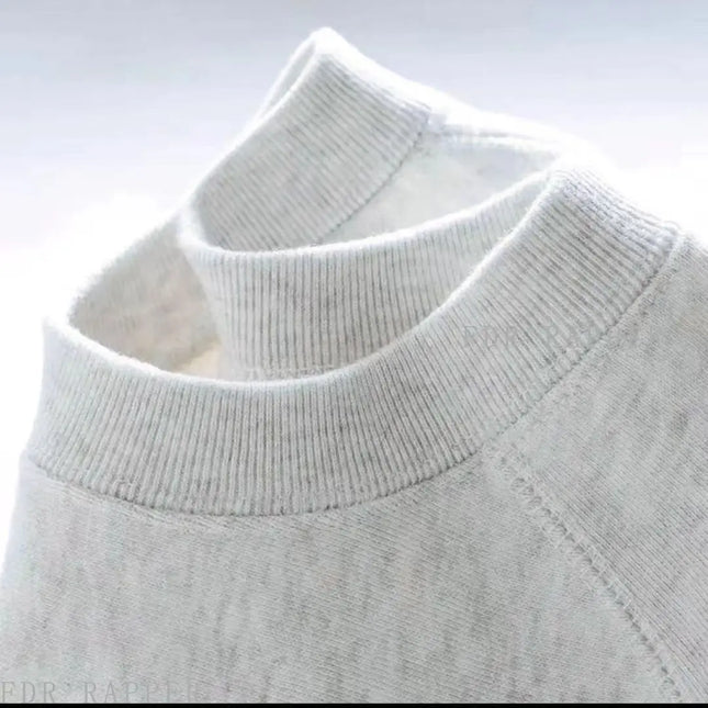 Camiseta de manga corta de algodón puro para hombre de 600G, camiseta base holgada con escote pequeño, top de verano puro y holgado