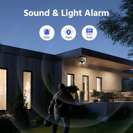 ANNKE FCD800 Outdoor PoE Surveillance Camera, 8MP Dual Lens 180° Panoramic, Motion Detection, Siren Alarm, Two-Way Audio, IP67, Local SD Storage