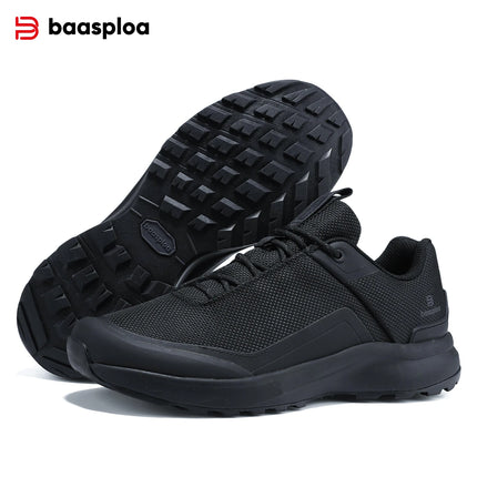 Baasploa Men Hiking Shoes Litchi Leather High Quality Male Trekking Climbing Sneakers Non-slip Luxury Designer Outdoor Shoe