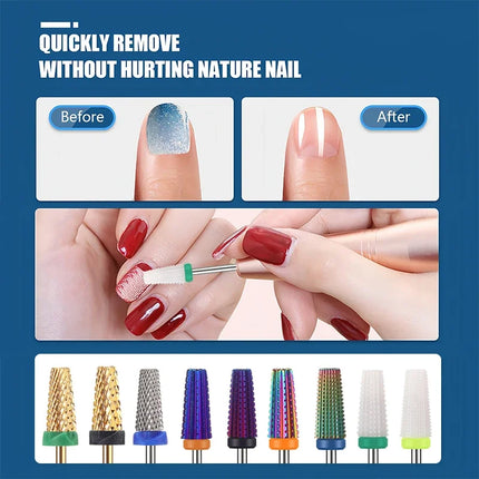 37 Styles Carbide Nail Drill Bits 5 in 1 Ceramic Tungsten Nail Drill Bit Milling Cutter For Manicure Pedicure Nail Files Buffer