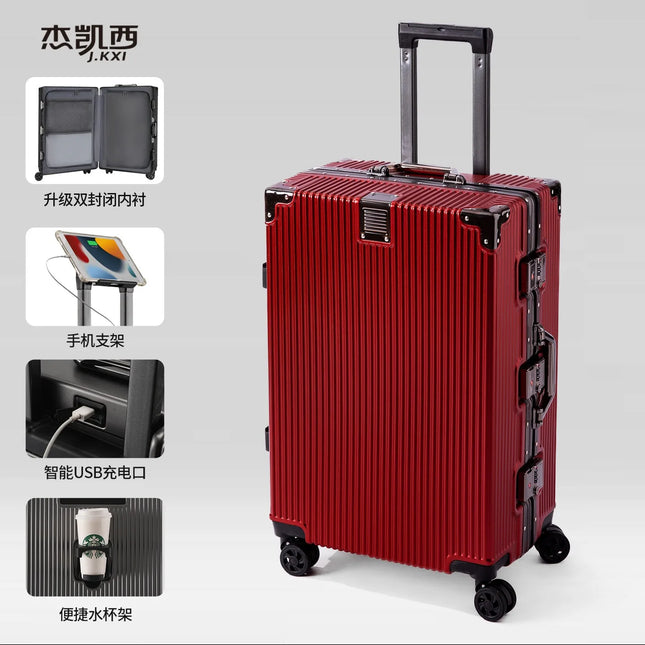 2-Pieces set luggage,20+26 inches in size,a hard-shell suitcase with 108 rivets, , featuring silent all-terrain wheels, a cup holde
