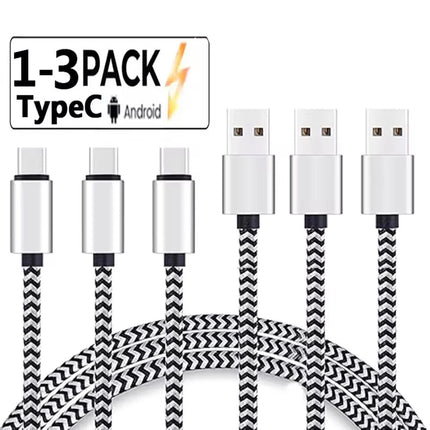USB USB-C Cable 2.4A Fast Charging Battery Charger Wire Woven Nylon Data Cable Mobile Phone Charger For Huawei - product imag