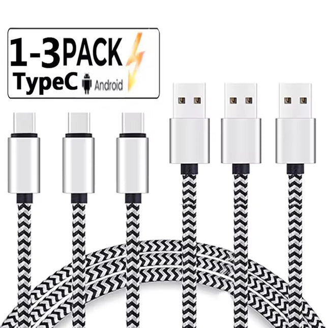 USB USB-C Cable 2.4A Fast Charging Battery Charger Wire Woven Nylon Data Cable Mobile Phone Charger For Huawei - product imag