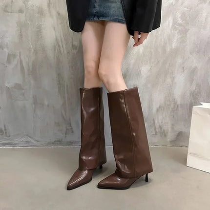 New Western Cowboy Boots Women Fashion Slip-On Long Pipe Boots Female Sexy Thin High Heel Trend Knee High Botas 2025