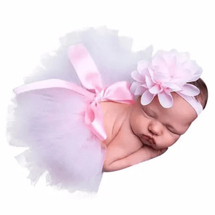Cute Princess Newborn Outfit Infant Suit Headband Set Tutu Skirt Baby Girl Summer Dress Costume Photography Props Accessories-HD