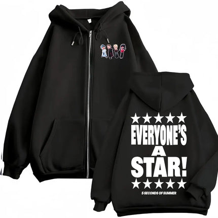 2026 5 Seconds of Summer Everyone's A Star World Tour Zip Up Hoodies Men Women Harajuku Hip Hop Gothic Jacket Sweatshirt Hoodie