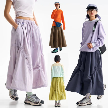 Outdoor Fashion Quick Dry Drawstring Skirt Women City Hiking Streetwear Loose Casual Sport  Y2k Track Cargo Skirts Pants