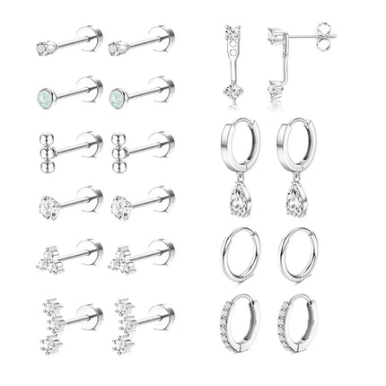 20pcs 14K gold-plated stainless steel earring set, INS style, niche fashion, mini ear studs, earrings, ear rings, jewelry