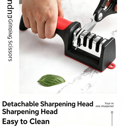 Kitchen 3/4-Segment Knife with Gift Sharpener Household Multi-Functional Hand-Held 3/4-Purpose Black Sharpening Stone