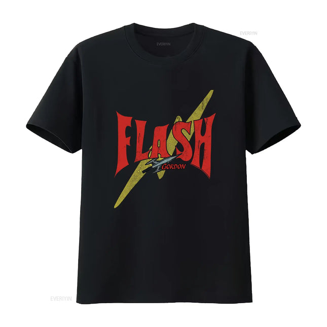 Camiseta Flash Gordon con diseño de rayo audaz, perfecta para los fans de la ciencia ficción, aspecto vintage lavado, elegante, ligeramente ajustada.