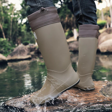 Rain Boots for Men, Fashionable High-Top Rain Boots for Outer Wear, Long-Tube Waterproof and Non-Slip Couple Style Outdoor Fishing Boots