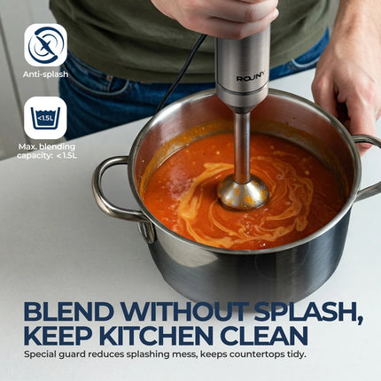 Hand Immersion Blender Powerful 4-in-1,Stainless Steel Stick Food Mixer,700ml Mixing Beaker,500ml Processor,Whisk,220-240V
