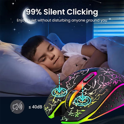 RGB Gaming Mouse Bluetooth Mouse 2.4G Wireless Mouse Ergonomic 1600DPI 6 Mute Buttons Mouse For MacBook Tablet - product imag