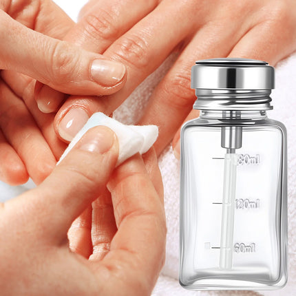 180ml Nail Glass Bottle Press Funnel Press Type Alcohol Bottle Nail Remover Water Empty Bottle Cleaning Liquid Hydraulic Supplie