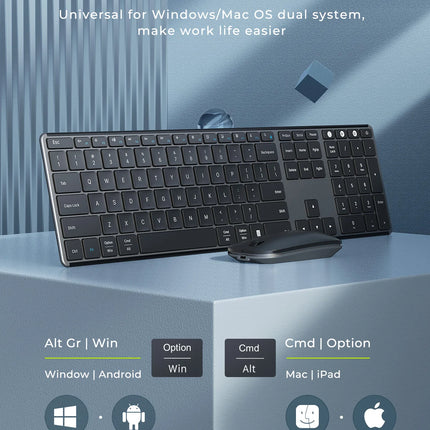 Seenda Wireless Bluetooth Keyboard And Mouse Combo Multi-device Rechargeable Slim Keyboards And Mice For Win - product image
