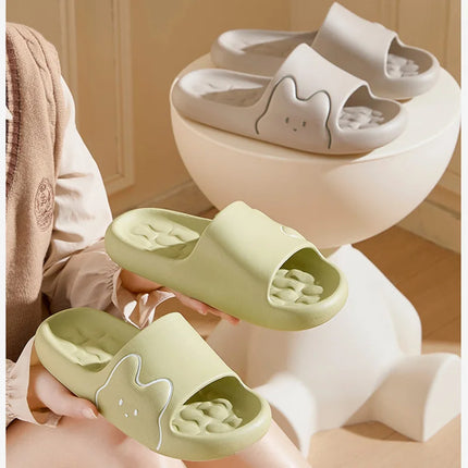 Cartoon Cute Rabbit Thick Bottom Home Slippers Women's Summer Comfortable Soft Cloud EVA Slippers Woman Candy Color Couple Slide