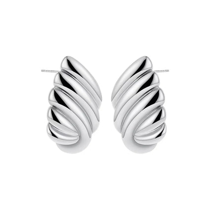 Trendy Stainless Steel Multilayer Circle Twist Knot Earrings for Women Texture Mixed Color Gold Plated Statement Earring Bijoux