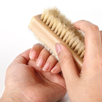 Nail Brush Double Sided Wood Handle Soft Bristle For Manicure Pedicure Dust Clean Nail Care Tool Salon Beauty Accessory