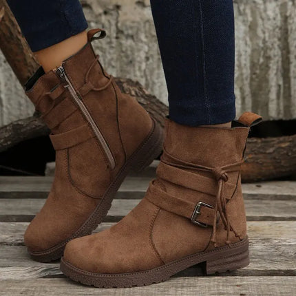 Autumn Fashion Women Round Toe Platform Wedges Comfortable Non-slip Ankle Boots Plus Size Shoes for Women 36-43 Women Footwear