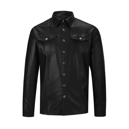 Men's PU Leather Jacket Blouse, Long Sleeve, Fashion, New