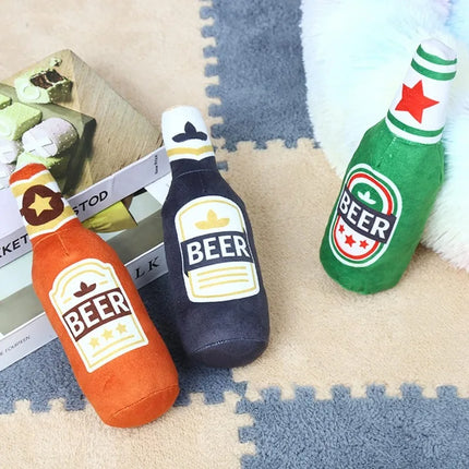 Squeaking Dog Toy Realistic Beer Bottle Shape Interactive Play Bite Resistant Wear Resistant Easy To Clean for Small Medium Dogs