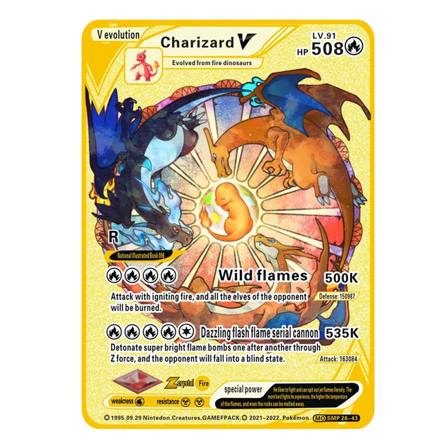 2026 NEUE Pokémon-Metallkarte 10000 Punkte Arceus Charizard Superkarte Goldene Englische Mewtu Vmax GX EX Anime Sammlerkarte Geschenk