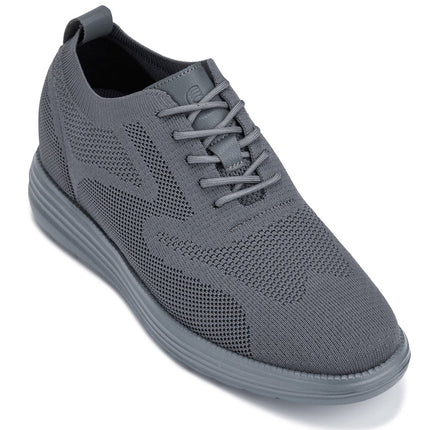 CALTO - X2641 - 2.8 Inches Taller (Iron/Dark Grey Sole) - Lace Up Casual Walker - Lightweight